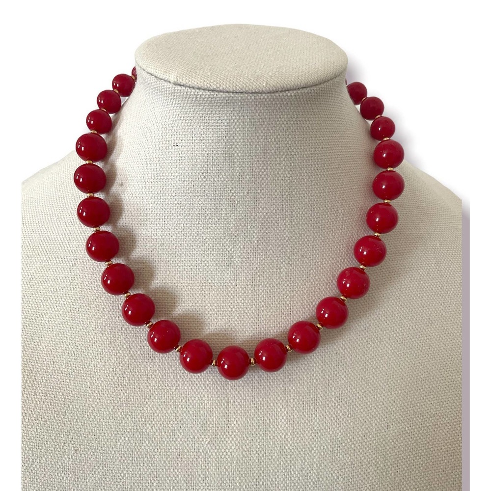 Vintage red gold beaded graduated necklace Monet